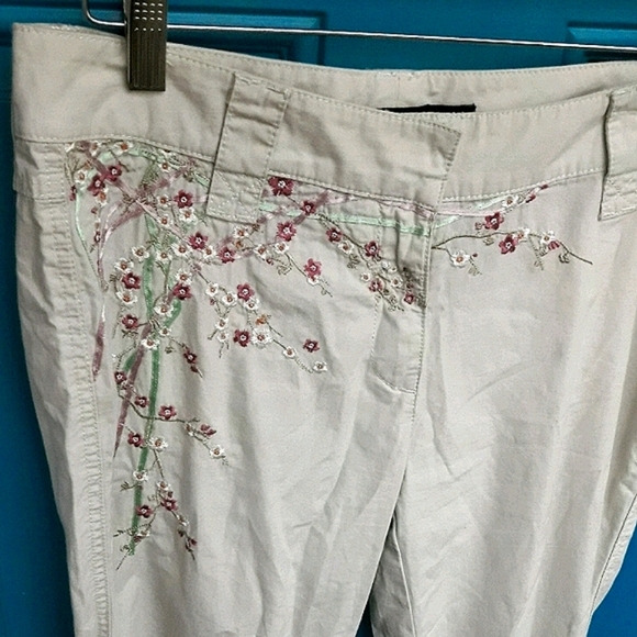 Vintage Embroidered Skinny Pants Tie String Ankle - Picture 1 of 15